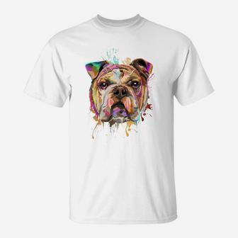 Splash Art English Bulldog Cute Bulldog Gifts T-Shirt - Seseable