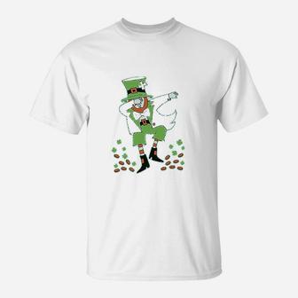 St Patricks Day Clovers Dabbing Leprechaun T-Shirt - Seseable