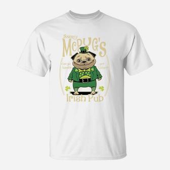 St Patricks Day Pug Snorty Mcpugs Irish Pub T-Shirt - Seseable