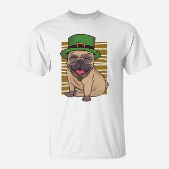 St Patricks Day With Pug Dog Pet Gif T-Shirt - Seseable