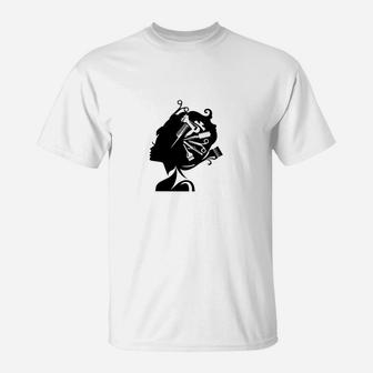 Stilisiertes Damenprofil Kunst-Design Herren-T-Shirt in Weiß, Kreativ & Modisch - Seseable