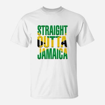 Straight Outta Jamaica Gift Flag Pride T-shirt T-Shirt - Seseable