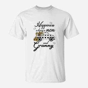 Sunflower Grandma Happiness Is Being A Mom And Grammy T-Shirt - Seseable