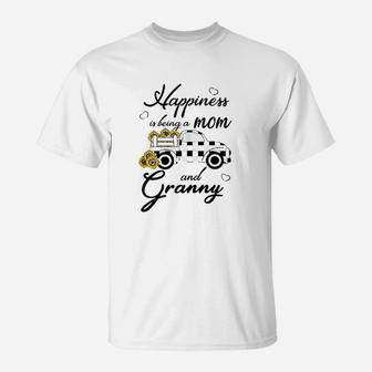 Sunflower Grandma Happiness Is Being A Mom And Granny T-Shirt - Seseable