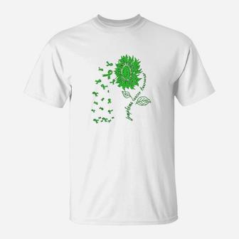 Sunflower Lymphoma Awareness Lime Green Ribbon T-Shirt - Seseable