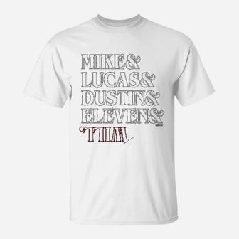 Superluxe Clothing The Party Mike Dustin Eleven And Will Names Upside Down T-Shirt - Seseable