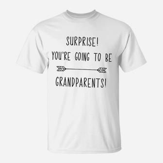 Surprise Pregnancy Announcement Grandparents Newborn T-Shirt - Seseable