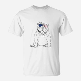 Tank The English Bulldog American Flag T-Shirt - Seseable