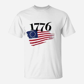 Tattered Betsy Ross Flag 1776 Proud American Veteran Protest T-Shirt - Seseable