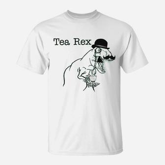 Tea Rex Funny Cute Dinosaur Graphic Vintage T-Shirt - Seseable