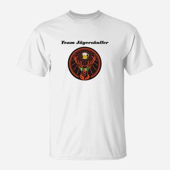 Team Jägermeister Herren T-Shirt, Lässiges Weißes Rundhals-Shirt - Seseable