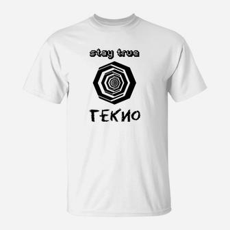 Tekno Hexagon Grafik Herren Weißes T-Shirt, Stay True Design - Seseable
