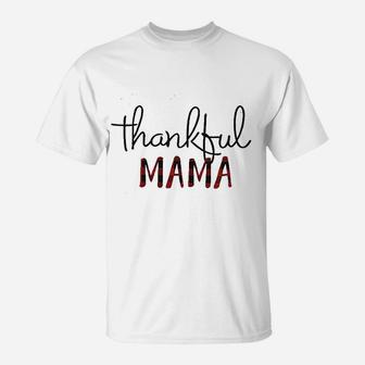 Thankful Mama Mom Letter Print Women Thanksgiving T-Shirt - Seseable