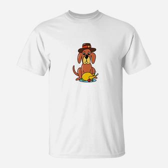 Thanksgiving Dog In Pilgrim Hat Turkey T-Shirt - Seseable