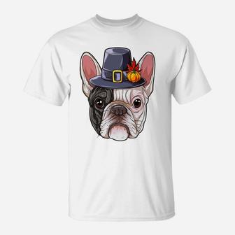 Thanksgiving For Boys Kids Men French Bulldog Pilgrim T-Shirt - Seseable