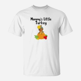Thanksgiving Mommys Little Turkey Cute Fall T-Shirt - Seseable