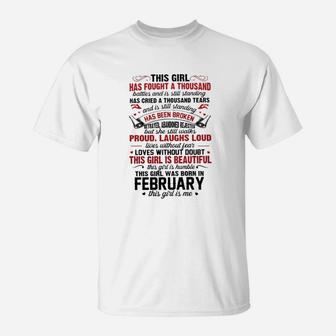 This Girl Was Born In February This Girl Is Me T-Shirt - Seseable