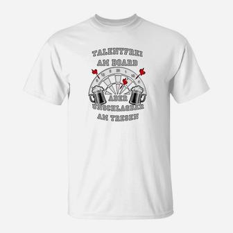 Tischtennis Enthusiasten T-Shirt: Talentsfrei am Board, Unschlagbar am Tresen - Seseable
