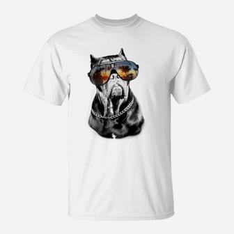 Top Bulldog With Sunglasses Humorous T-Shirt - Seseable