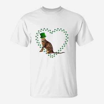 Toyger Heart Paw Leprechaun Hat Irish St Patricks Day Gift For Cat Lovers T-Shirt - Seseable