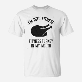 Turkey In My Mouth Funny Thanksgiving Thankful Graphic T-Shirt - Seseable