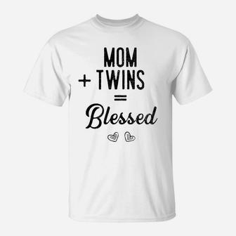 Twin Mama Funny Mom Plus Twins Blessed Distressed T-Shirt - Seseable
