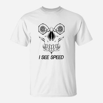 Twin Turbo Skull Face Drag Speed Racing T-Shirt - Seseable