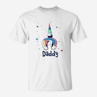 Unicorn Family Birthday Girl Daddy T-Shirt - Seseable