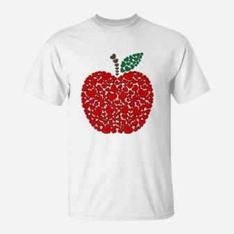 Valentine Day Teacher Cute Apple Hearts Gift T-Shirt - Seseable