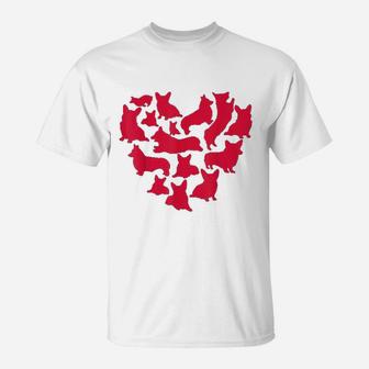Valentines Day Corgi Heart Funny Corgi Dog T-Shirt - Seseable