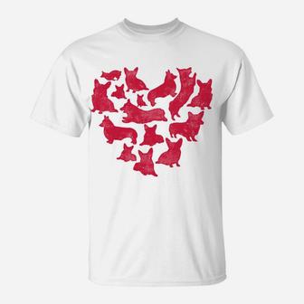 Valentines Day Corgi Heart Funny Corgis Dog T-Shirt - Seseable