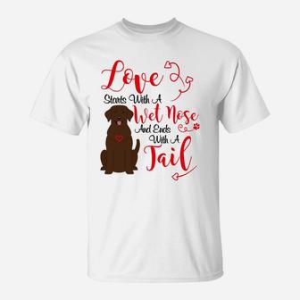 Valentines Day Dog Lover Chocolate Lab Labrador T-Shirt - Seseable