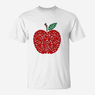 Valentines Day Teacher Cute Apple Hearts Gift T-Shirt - Seseable