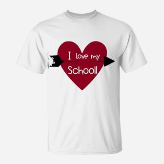 Valentines Teacher Principal Staff I Love My School T-Shirt - Seseable