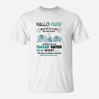 Vatertags T-Shirt Hallo Papa! Toller Vater in Spe mit Elefantenmotiv - Seseable