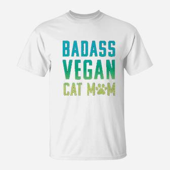 Vegan Cat Mom Cute Vegan Cat Lovers T-Shirt - Seseable