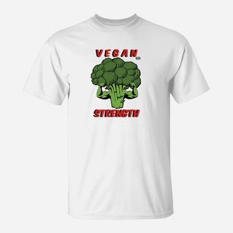 Vegan Strength Brokkoli Motiv T-Shirt für Herren, Motivations-Design - Seseable