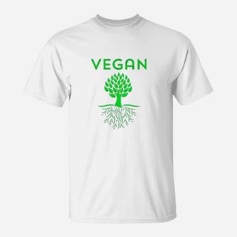 Vegan Tree Roots Green Vegetarian Love Mother Earth Organic T-Shirt - Seseable