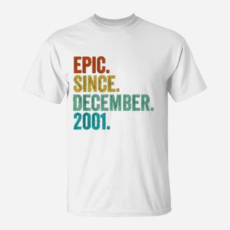 Vintage 21st Years Old Gift Epic Since December 2001 T-Shirt - Seseable