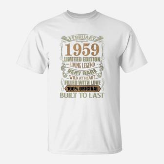 Vintage 61 Years Old February 1959 61st Birthday T-Shirt - Seseable