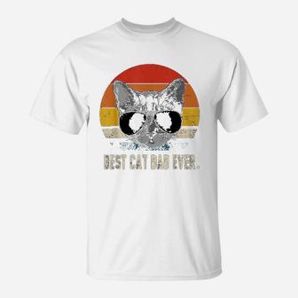 Vintage Best Cat Dad Ever Retro Cat Daddy T-Shirt - Seseable