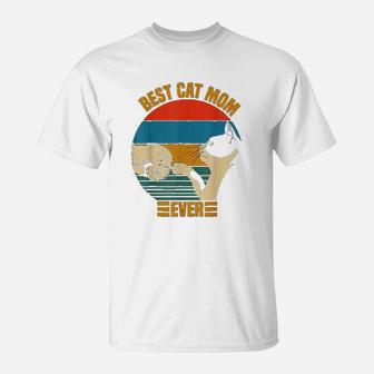 Vintage Best Cat Mom Ever Bump Fist T-Shirt - Seseable