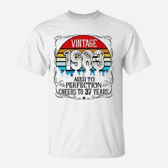 Vintage Born In 1983 Aged To Perfection Cheers To 37th Birthday Celebration T-Shirt - Seseable