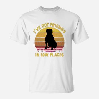 Vintage Bullmastiff I Have Got Friends In Low Places Dog Lovers T-Shirt - Seseable