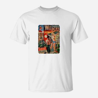 Vintage Comic Print T-Shirt, Wildkatze Superhelden Design Unisex - Seseable