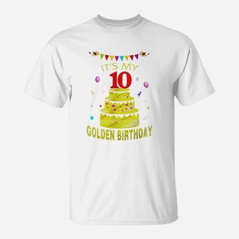 Vintage Golden Birthday Shirt It's My 10th Golden Birthday G T-Shirt - Seseable