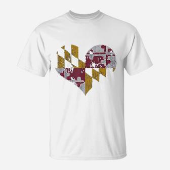 Vintage Heart Flag Of Maryland T-Shirt - Seseable