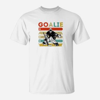 Vintage Ice Hockey Goalie Daddy Father Day Hockey Gifts Premium T-Shirt - Seseable