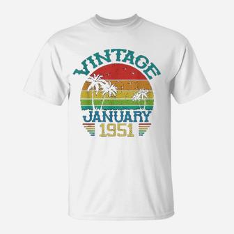 Vintage January 1951 69 Years Old 69th Birthday Decoration T-Shirt - Seseable