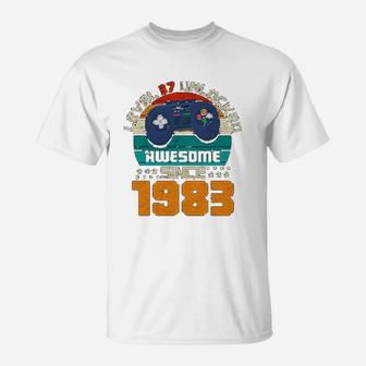 Vintage Level 37 Unlocked Awesome Since 1983 Gamers Birthday Celebration T-Shirt - Seseable